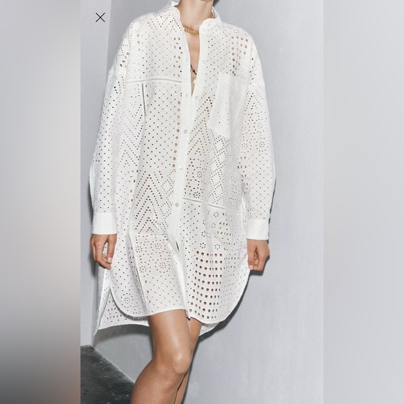 ZW collection zara embroidered eyelet dress - Picture 3 of 8